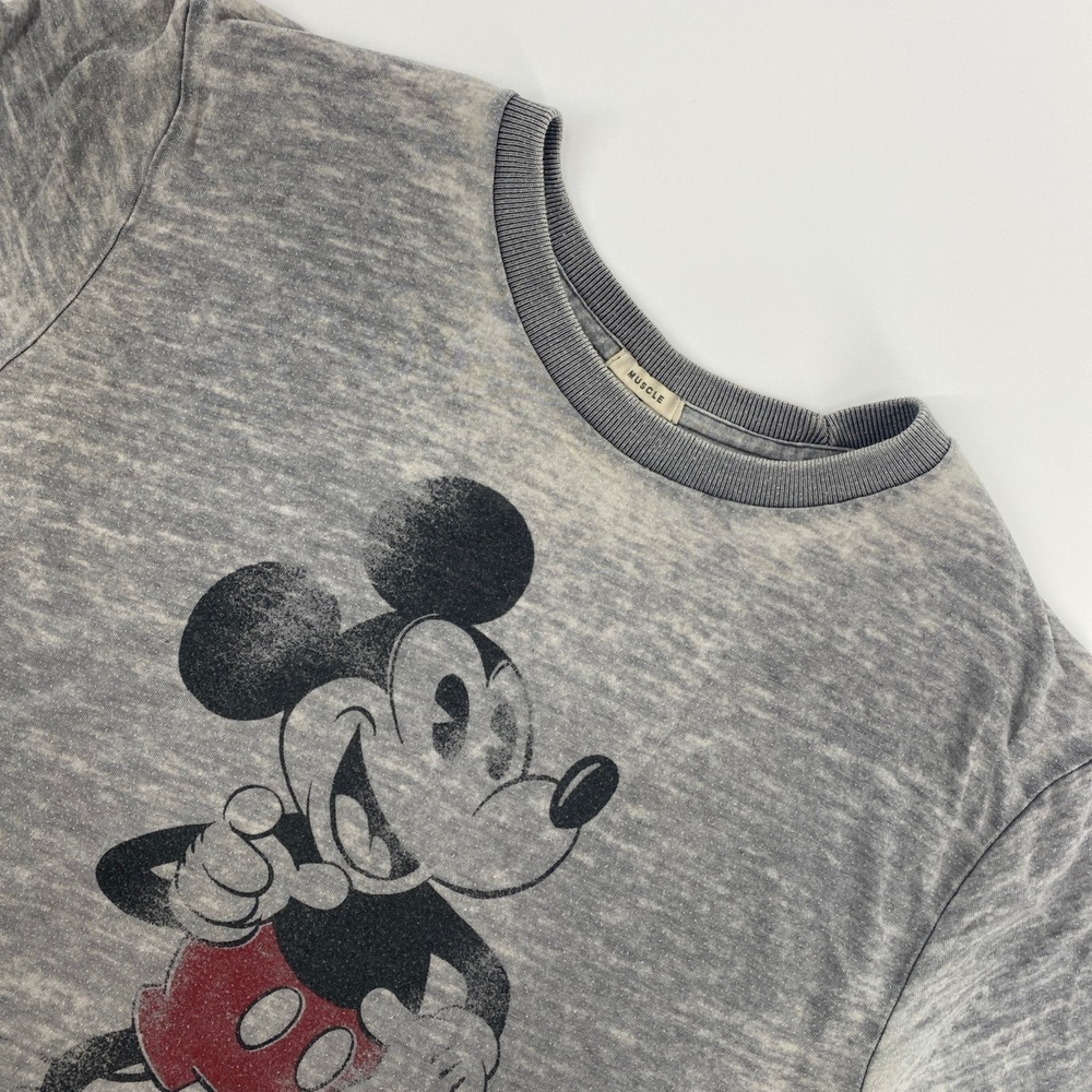 Abercrombie Fitch Mickey Mouse Shirt Mens XXL Gray Burnout Muscle Disney Thin